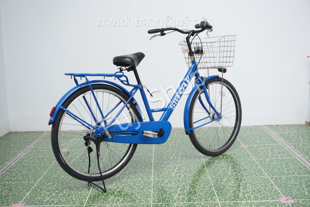 จักรยานแม่บ้านล้อโต ญี่ปุ่น - ล้อ 26x1.95 - เกียร์ดุม 3 สปีด - ไฟหน้าอัตโนมัติ - Bridgestone Stepcruz - สีฟ้า [จักรยานมือสอง]