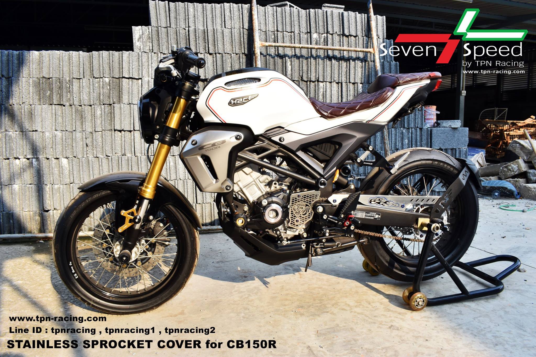 แผ่นบังสเตอร์หน้า งานสแตนเลส laser Honda CB150R SVENSPEED Stainless Sprocket cover for Honda CB150R ราคา450