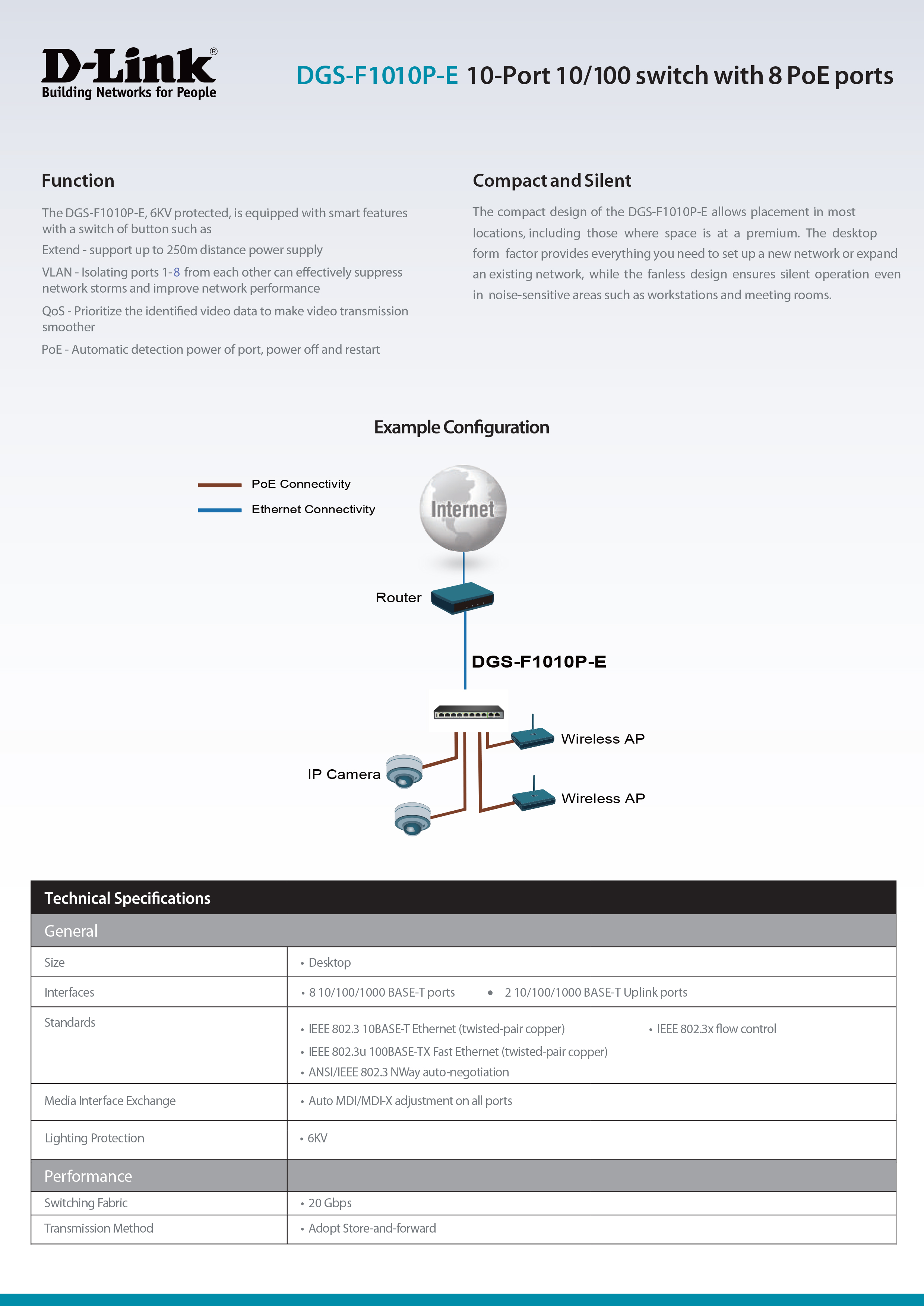 D-LINK DGS-F1010P-E GIGABIT SWITCH 10-PORT (8+2) 10/100/1000Mbps BY BILLIONAIRE SECURETECH DGS-F1010P-E