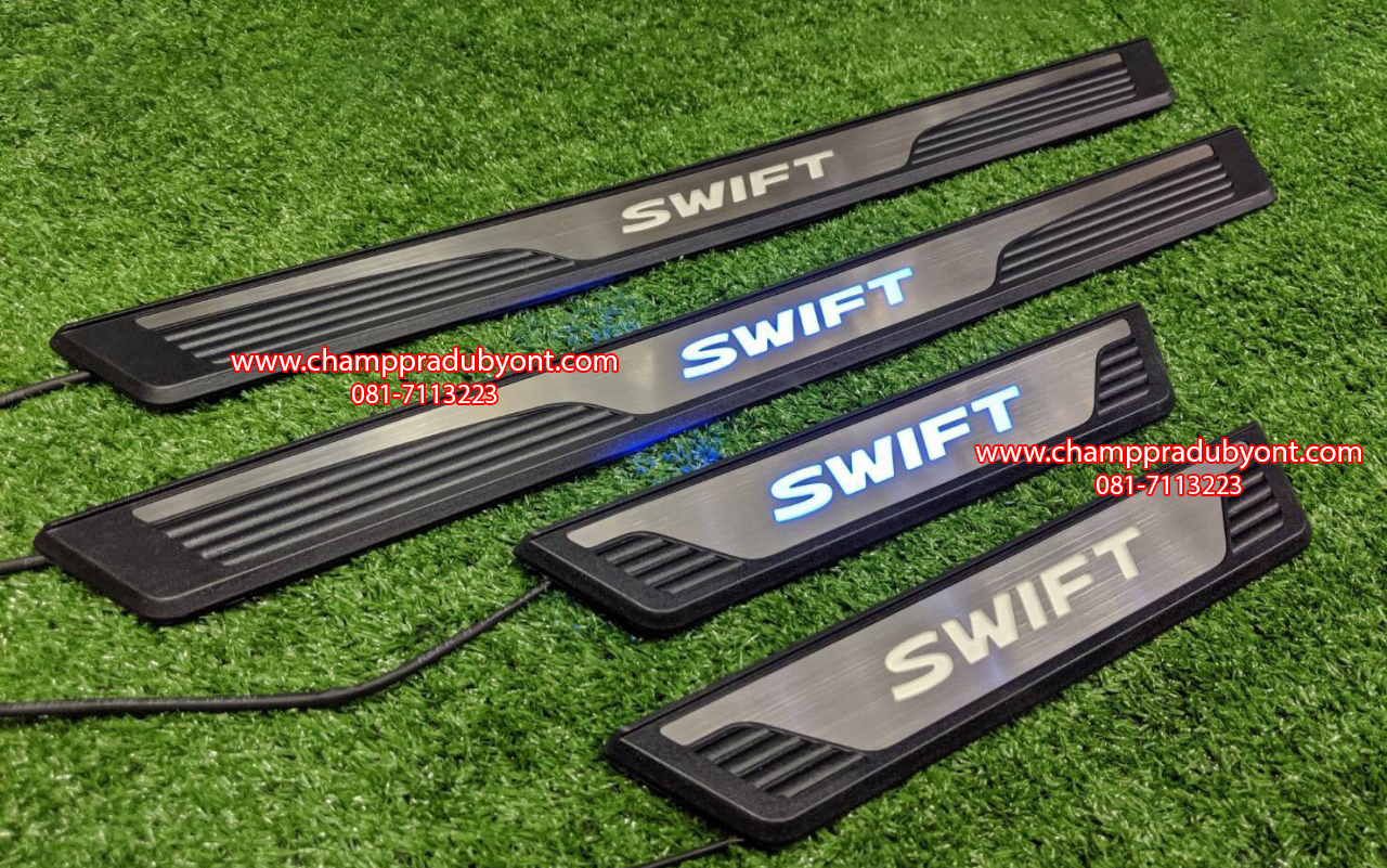 ชายบันไดสแตนเลสมีไฟ SUZUKI SWIFT 2018-2019 แสงสีฟ้า