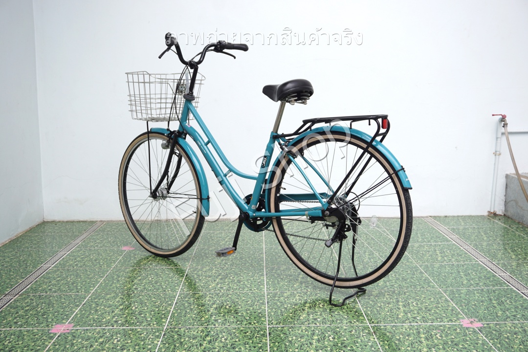 จักรยานแม่บ้านญี่ปุ่น - ล้อ 27 นิ้ว - เกียร์ 6 สปีด - ไฟหน้าอัตโนมัติ - สีฟ้า [จักรยานมือสอง]