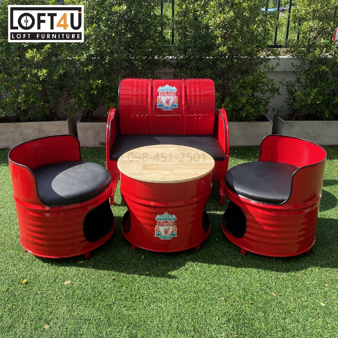 ชุดโซฟานั่งชิว : Living Table Set : leather cushion / 3-4 seats