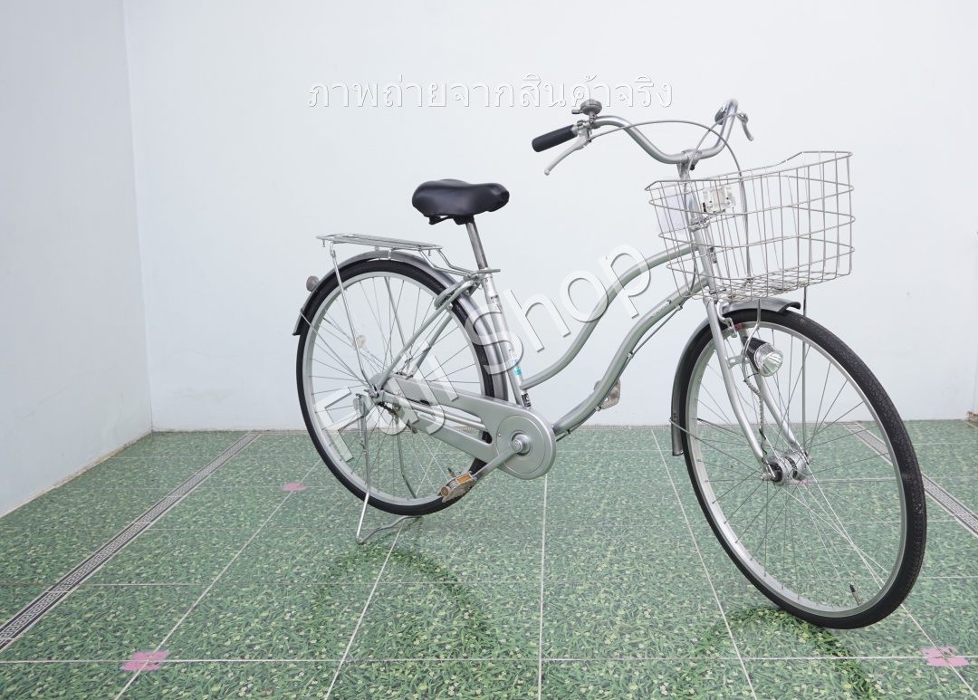 จักรยานแม่บ้านญี่ปุ่น - ล้อ 27 นิ้ว - ไม่มีเกียร์ - ไฟหน้าอัตโนมัติ - สีเงิน [จักรยานมือสอง]
