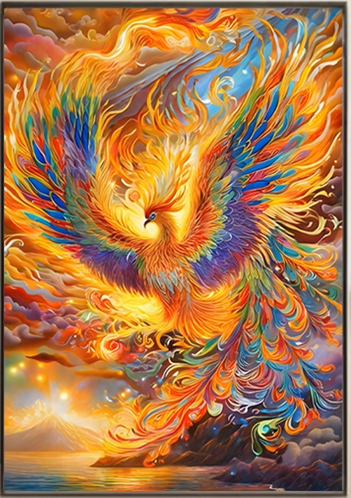 phoenix-1005 *สินค้าหมด* ชุดปักครอสติช ลายหงส์ไฟฟินิกซ์ (ปักเต็มผืนผ้า ไม่มีเดินเส้น ผ้า11CTพิมพ์ลาย ปัก 3 เส้นเล็ก) ขนาด 61*82 ซม.ผ้าครอสติช 11CTพิมพ์ลายปักบนผ้า+ไหมคอตตอน 40 สี ผังลาย+เข็ม