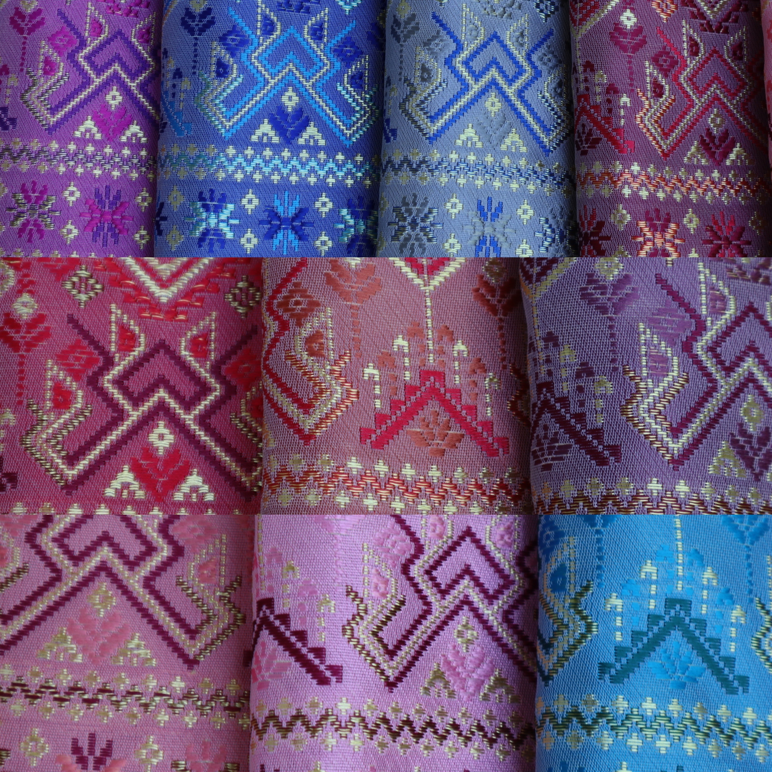 18C-43 ผ้าถุงสำเร็จรูปแบบป้ายข้างติดตะขอ ผ้าไหมสังเคราะห์ ผ้าฝ้ายแกมไหม ผ้าฝ้าย ทอลายทั้งผืน