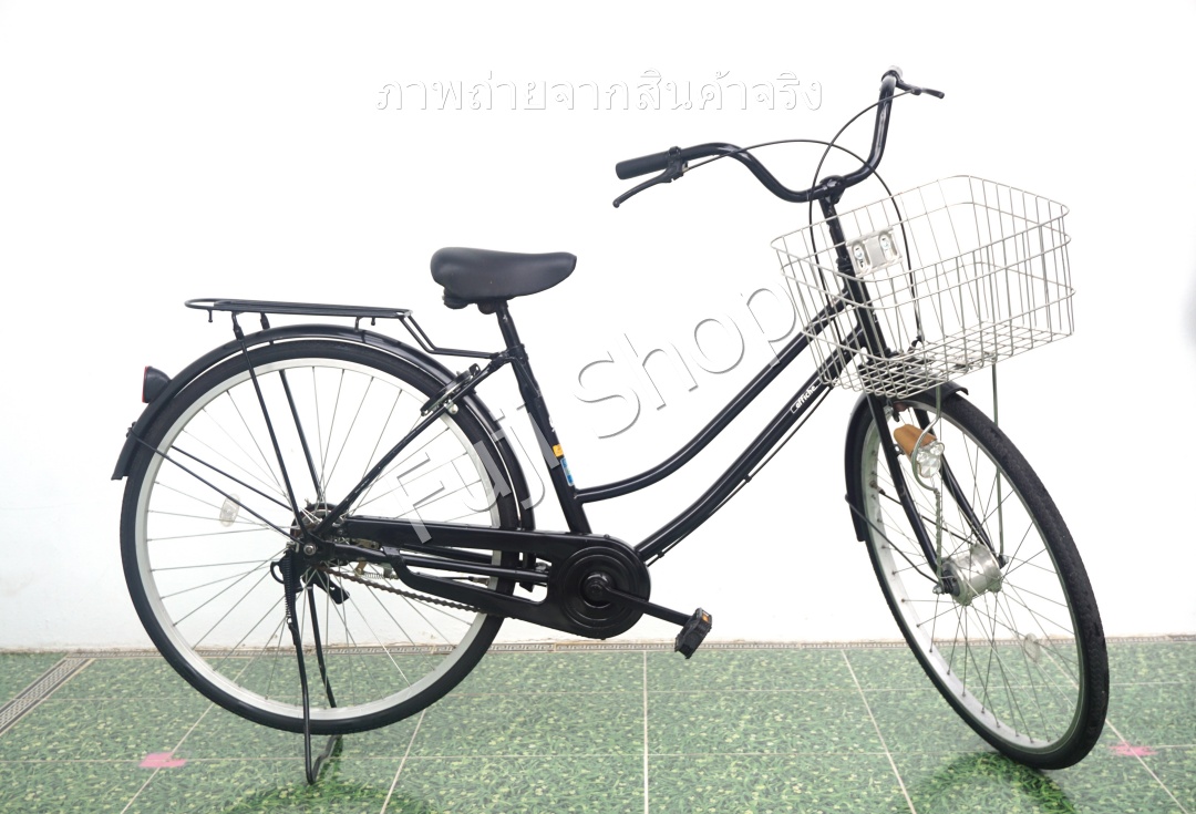 จักรยานแม่บ้านญี่ปุ่น - ล้อ 26 นิ้ว - ไม่มีเกียร์ - ไฟหน้าอัตโนมัติ - สีดำ [จักรยานมือสอง]
