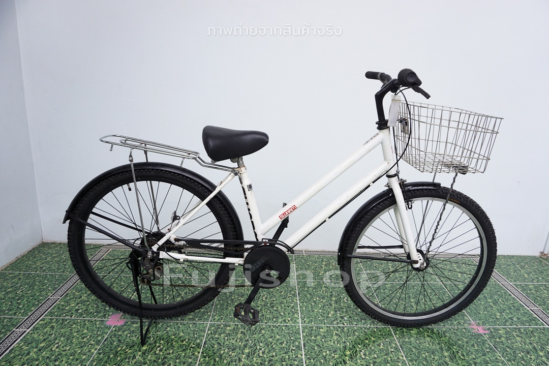 จักรยานแม่บ้านล้อโต ญี่ปุ่น - ล้อ 26x1.9 - เกียร์ 6 สปีด - ไฟหน้าอัตโนมัติ - Swarm - สีขาว [จักรยานมือสอง]