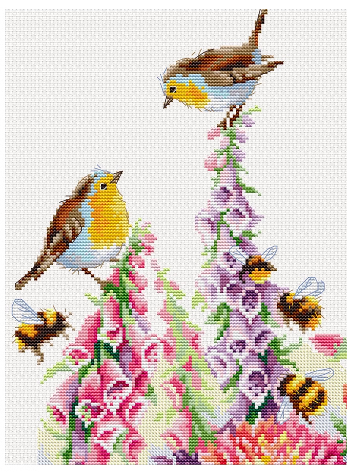 bird-1102 *สินค้าหมด* ชุดปักครอสติช ลายคู่นกน้อยกับดอกไม้ (ผ้า14CTพิมพ์ลาย ปัก 2 เส้นเล็ก) ขนาด 38*48 ซม.ผ้าครอสติช 14CTพิมพ์ลายปักบนผ้า ไหมคอตตอน 35 สี ผังลาย เข็ม