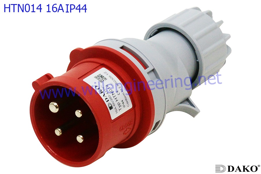 HTN 014 ปลั๊กตัวผู้กลางทาง 3P+E 16A 380V IP44 6h