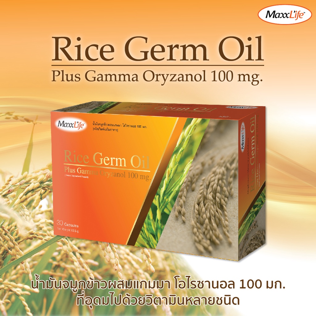 (ซื้อ3 ราคาพิเศษ) Maxxlife rice germ oil ไร้เจิมออย น้ำมันจมูกข้าว (ขนาด 30 แคปซูล)