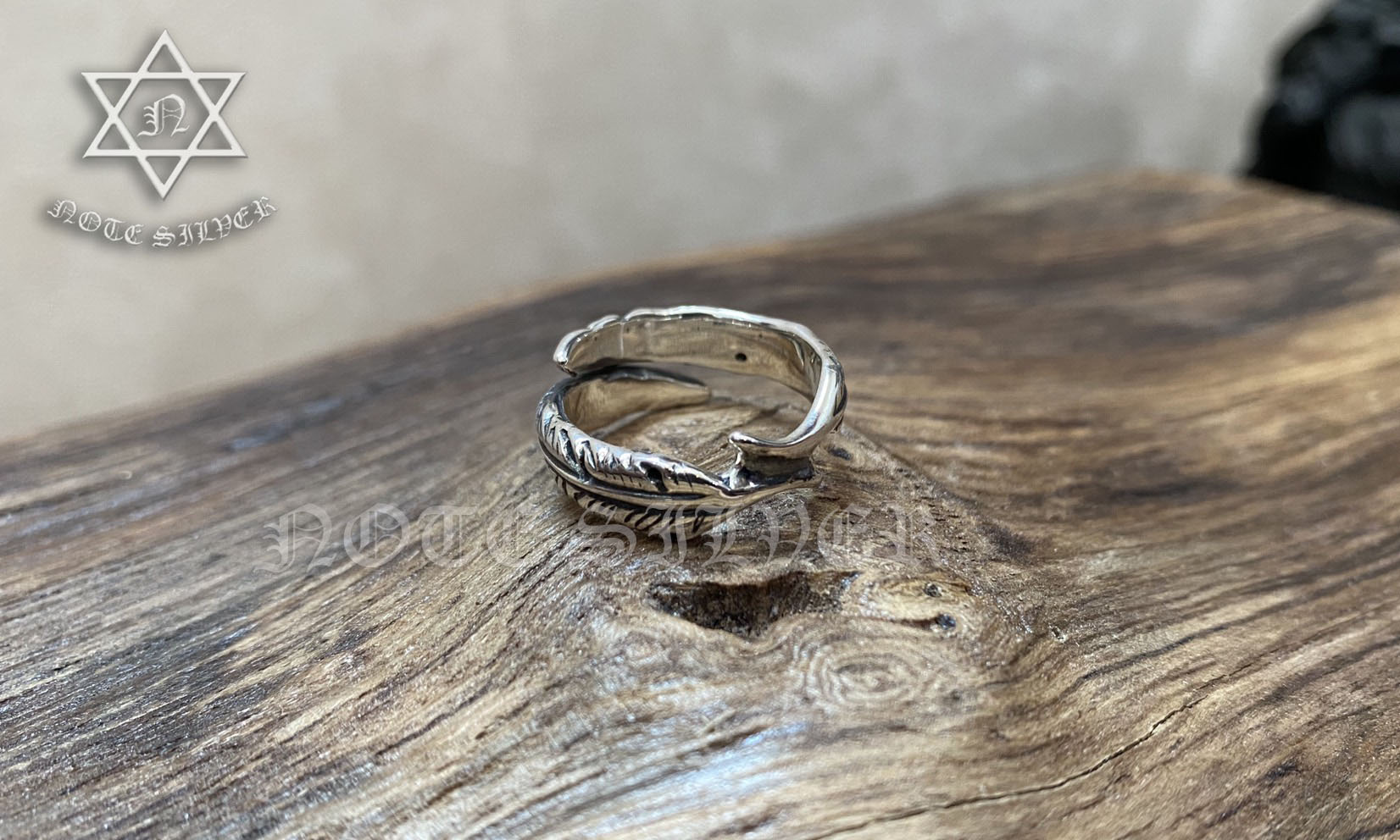 แหวนเงินแท้ ขนนก ปรับขนาดได้ Free Size Sterling Silver 925 NSRG1345