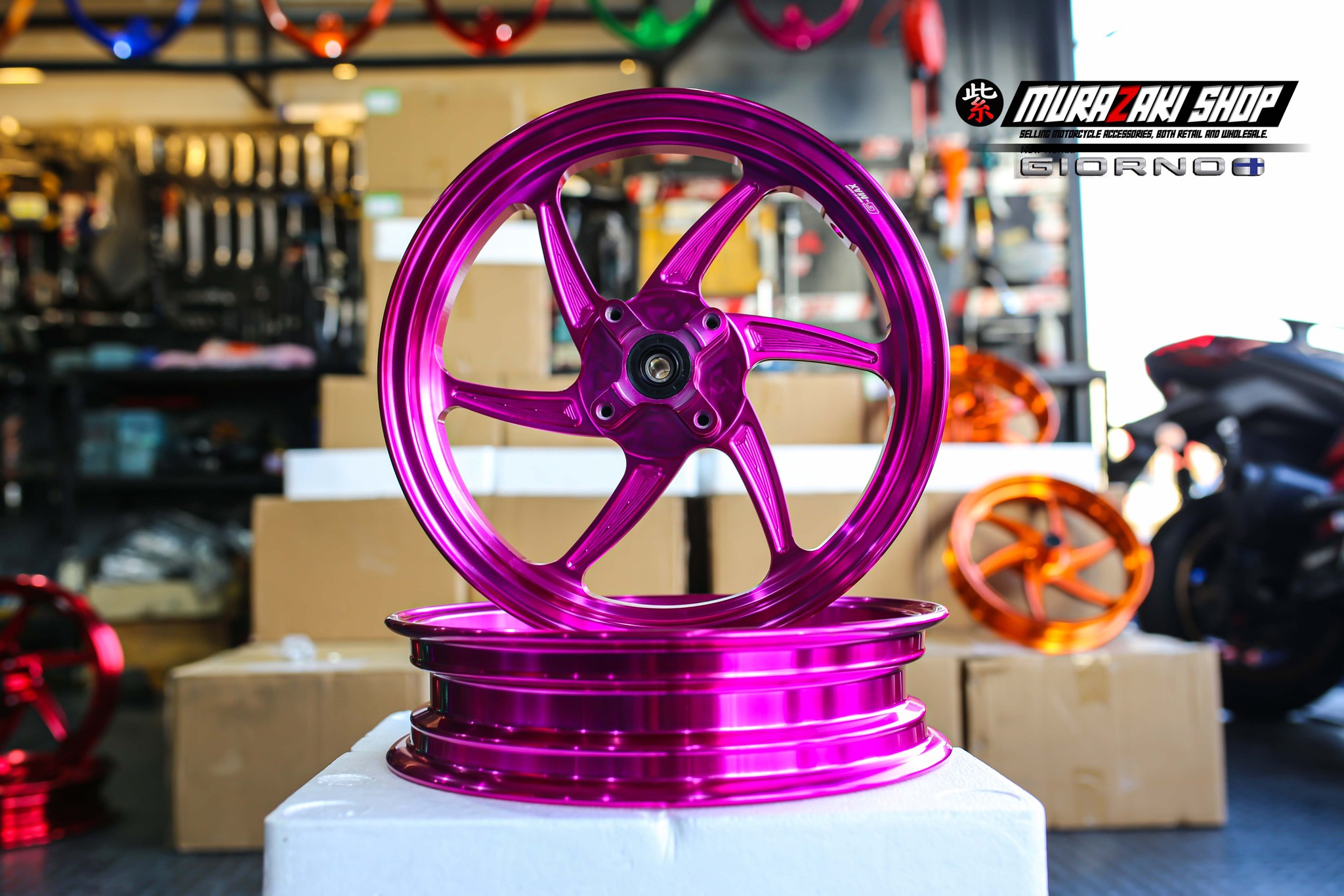 ล้อแม็ก G-MAX RACING GIORNO+ ABS/CBS (ขอบ12) GTR THAILAND แดง - ทอง - เขียว - น้ำเงิน - ส้ม - ม่วง - ชมพู ราคา 7,900 บาท/คู่