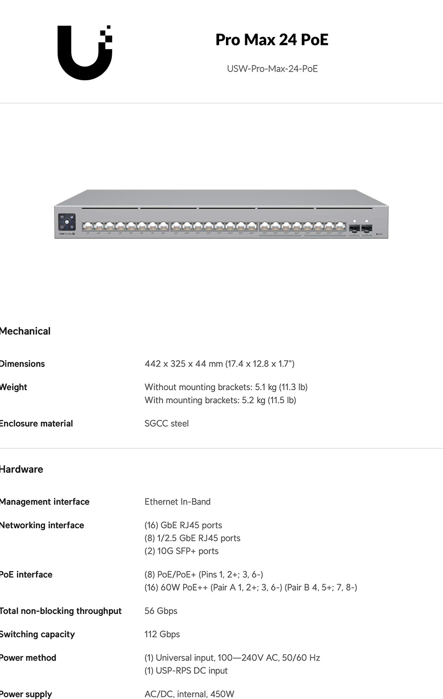 UBIQUITI USW-Pro-Max-24-PoE 24-Port Layer 3 POE Switch 2.5 GbE and PoE++ 400W, + 2 Ports 10G SFP+ BY BILLIONAIRE SECURETECH USW-Pro-Max-24-PoE