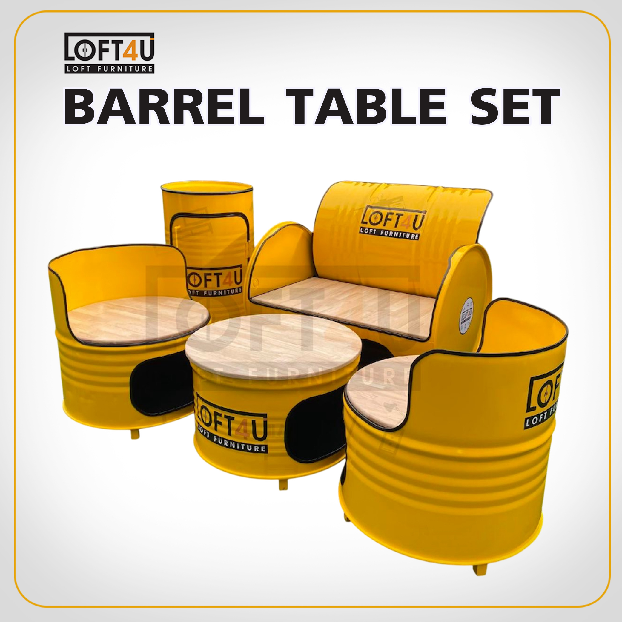 ชุดโซฟานั่งชิว : Living Table Set+ : wooden cushion / 3-4 seats