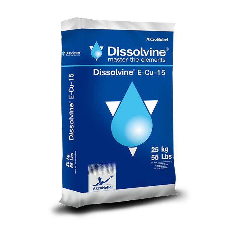 [25KG] ผงจุลธาตุทองแดง(คอปเปอร์)คีเลตอีดีทีเอ 15% ดิสโซลวีน Dissolvine E-CU-15 (EDTA Copper 15%; AkzoNobel Netherlands) บรรจุ 25 กิโลกรัม