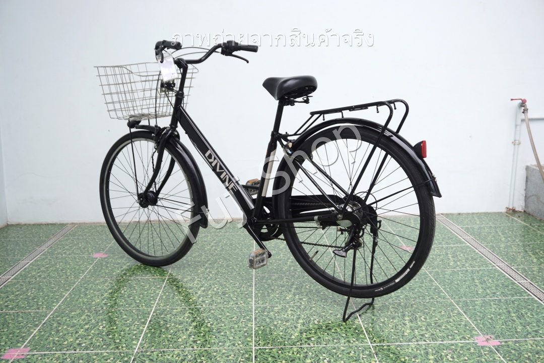 จักรยานแม่บ้านล้อโต ญี่ปุ่น - ล้อ 27.5x1.95 - เกียร์ 6 สปีด - ไฟหน้าอัตโนมัติ - Divine - สีดำ [จักรยานมือสอง]
