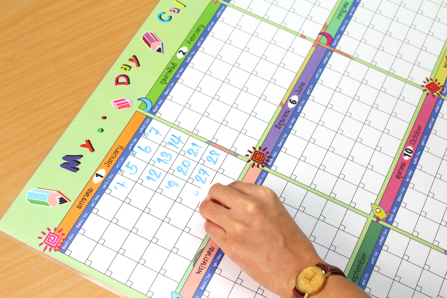 ผู้ใช้ บันทึกข้อมูล วันที่ สัปดาห์ เดือน ต่างๆ ใน ปี นั้นๆ ได้เอง My Day Calendar EP-801