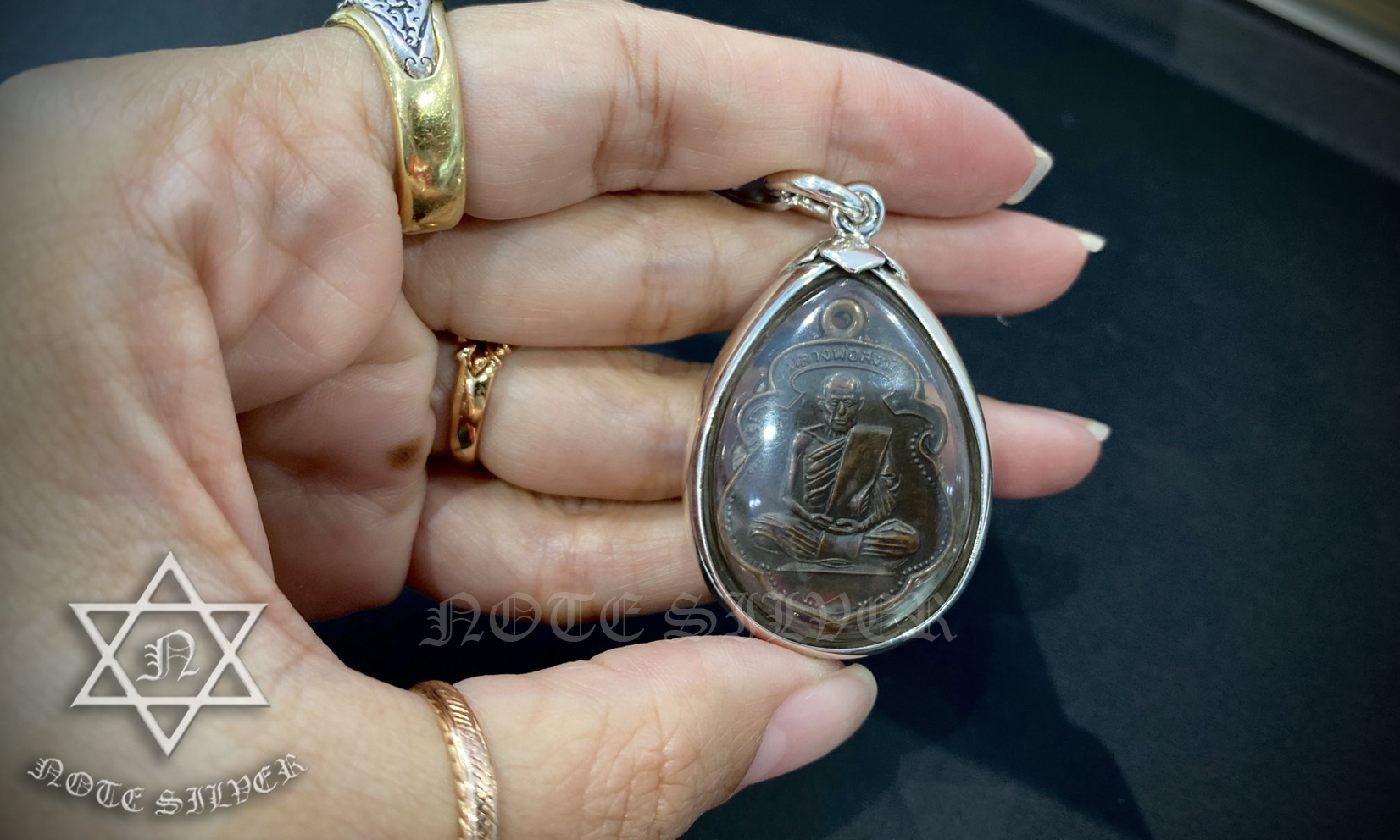 เลี่ยมผ่าหวาย กรอบเงินแท้ Sterling Silver 925 NSSV2695