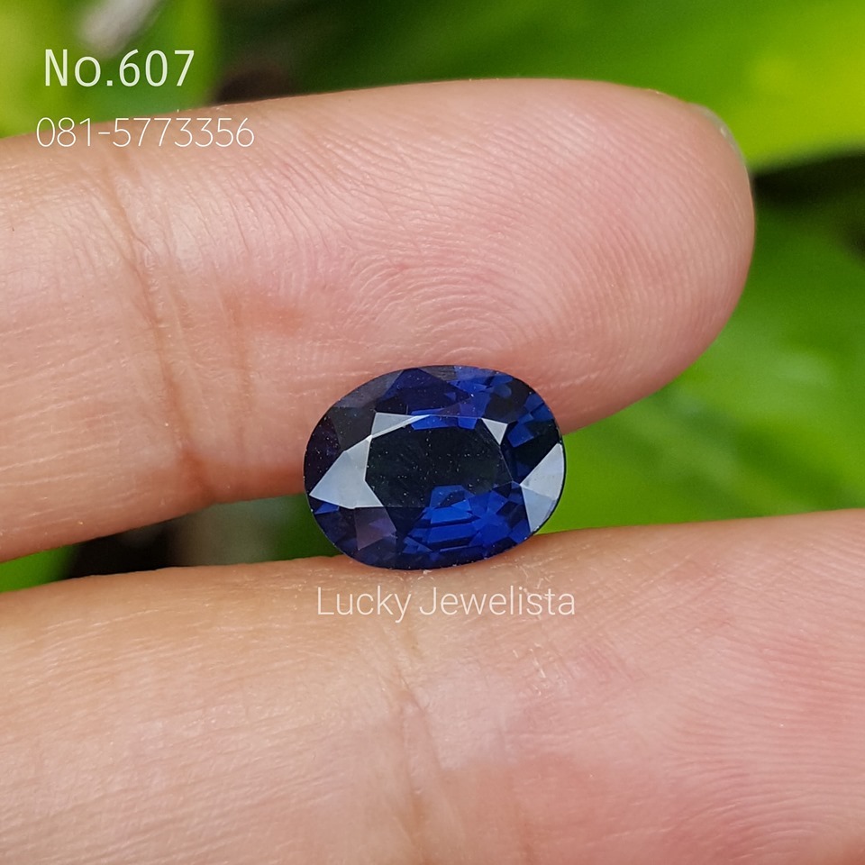 พลอยไพลิน บางกะจะ Blue sapphire สีน้ำเงิน 2.6 กะรัต เผาเก่า