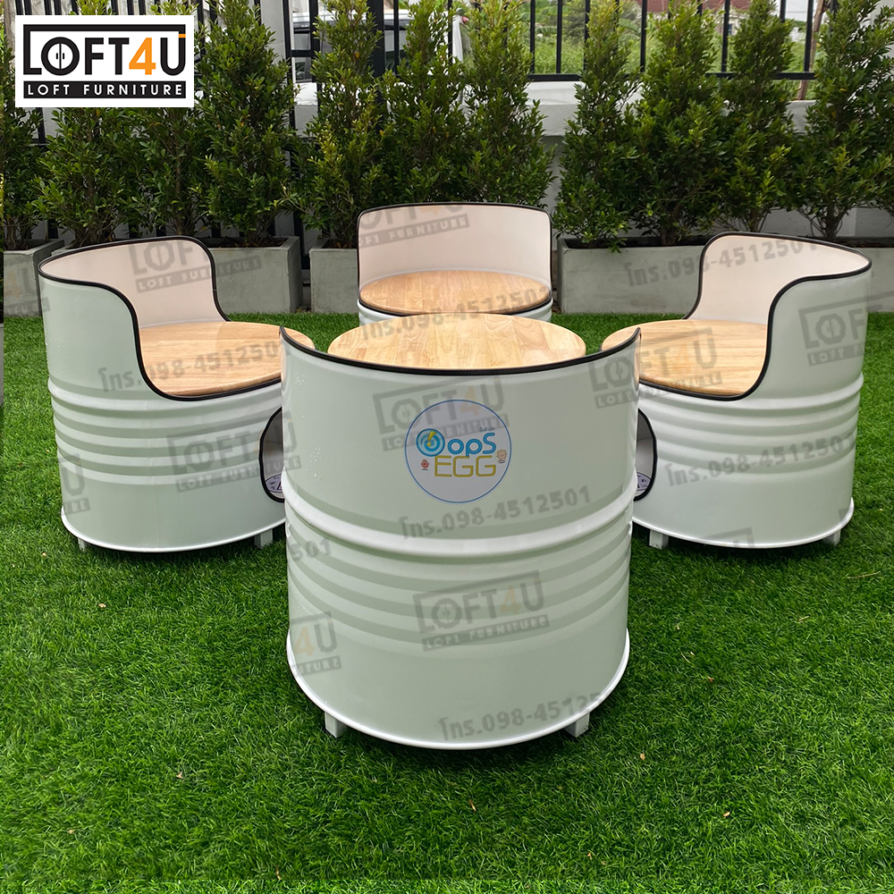 โต๊ะคาเฟ่ Cafe Table Set : wooden cushion / 4 seats