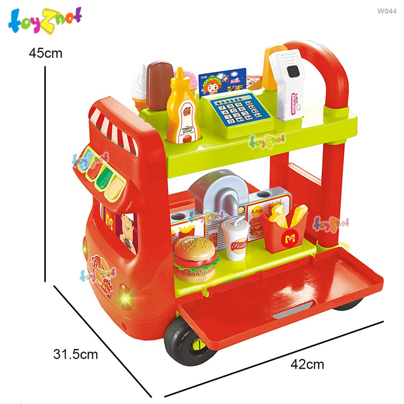 Toyznet ส่งฟรี ชุดรถเข็นขายอาหารฟาสฟูดส์ (37 ชิ้น) รุ่น W044