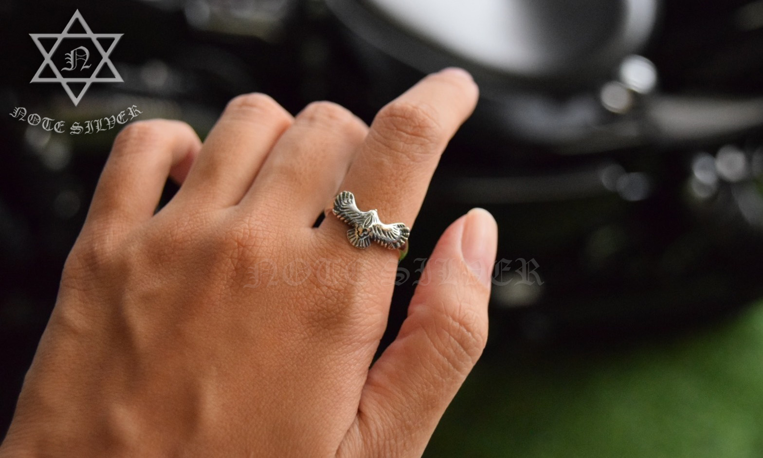 แหวนเงินแท้ลายนกอินทรีย์ Sterling Silver 925 NSRG2589
