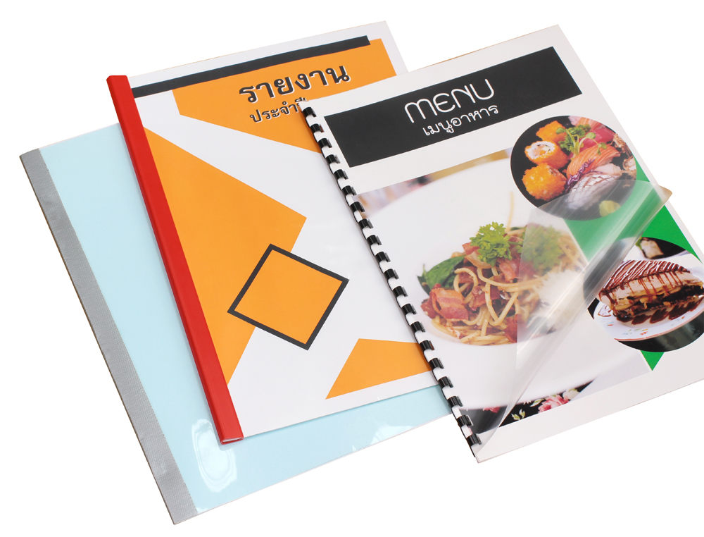 ปกรายงานพลาสติก สีใส เข้าเล่มรายงาน