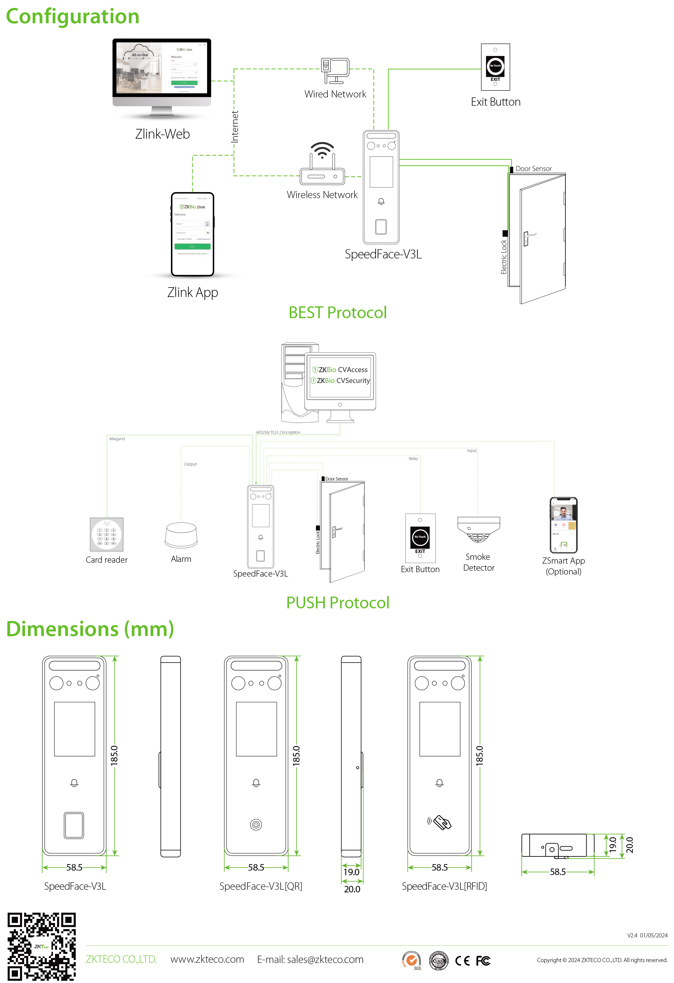 ZKTECO SpeedFace V3L Time Attendance เครื่องสแกนลายนิ้วมือ รองรับ 1,500 ใบหน้า / 3,000 ลายนิ้วมือ / 3,000 บัตร ควบคุมประตูเปิด-ปิด BY BILLIONAIRE SECURETECH SpeedFace V3L