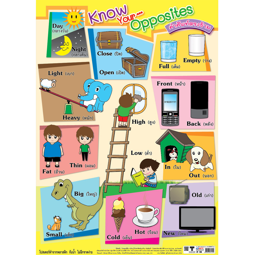 โปสเตอร์ความรู้ คำศัพท์ตรงข้าม No.155