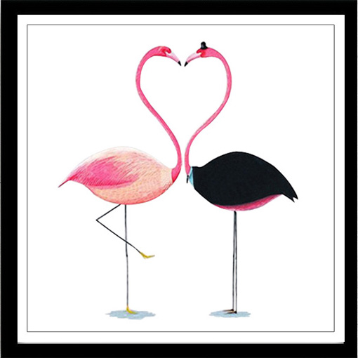 flamingo-1016 *พร้อมส่ง* ชุดปักครอสติช ลายคู่นกฟลามิงโก (ไม่มีเดินเส้น) ขนาด 45*45 ซม.ผ้าครอสติช 11CTพิมพ์ลายปักบนผ้า ไหมคอตตอน 9 สี ผังลาย เข็ม