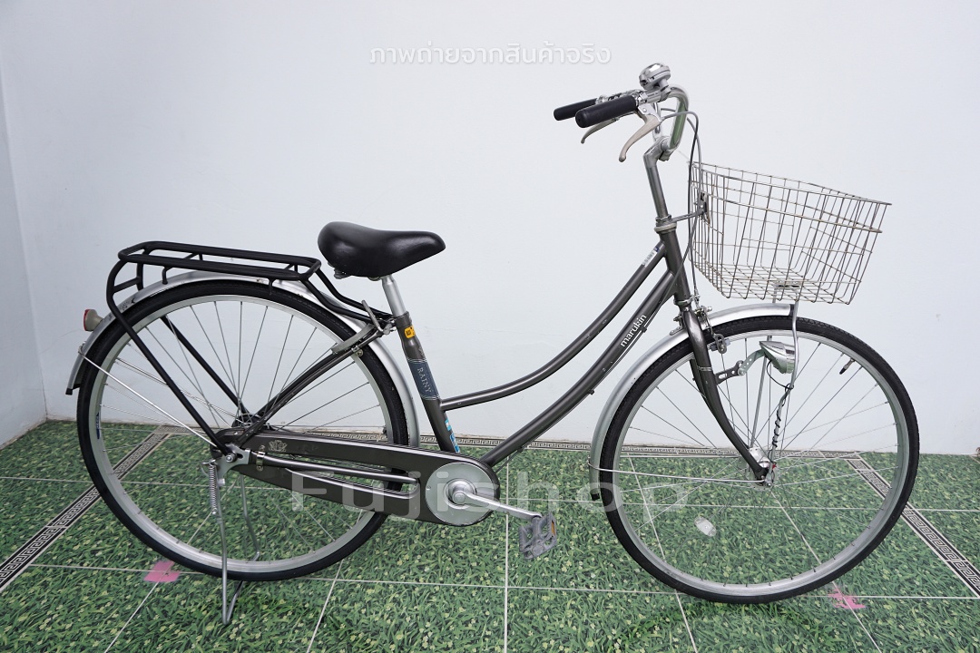 จักรยานแม่บ้านญี่ปุ่น - ล้อ 27 นิ้ว - ไม่มีเกียร์ - ไฟหน้าอัตโนมัติ - Marukin - สีเทา [จักรยานมือสอง]