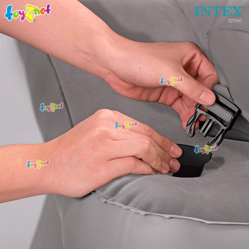 Intex 2-In-1 Airbed 5ft (Queen) 1.52x2.03x0.46 m Grey no.67744 + 2 Pillows & DQIII-S Air Pump