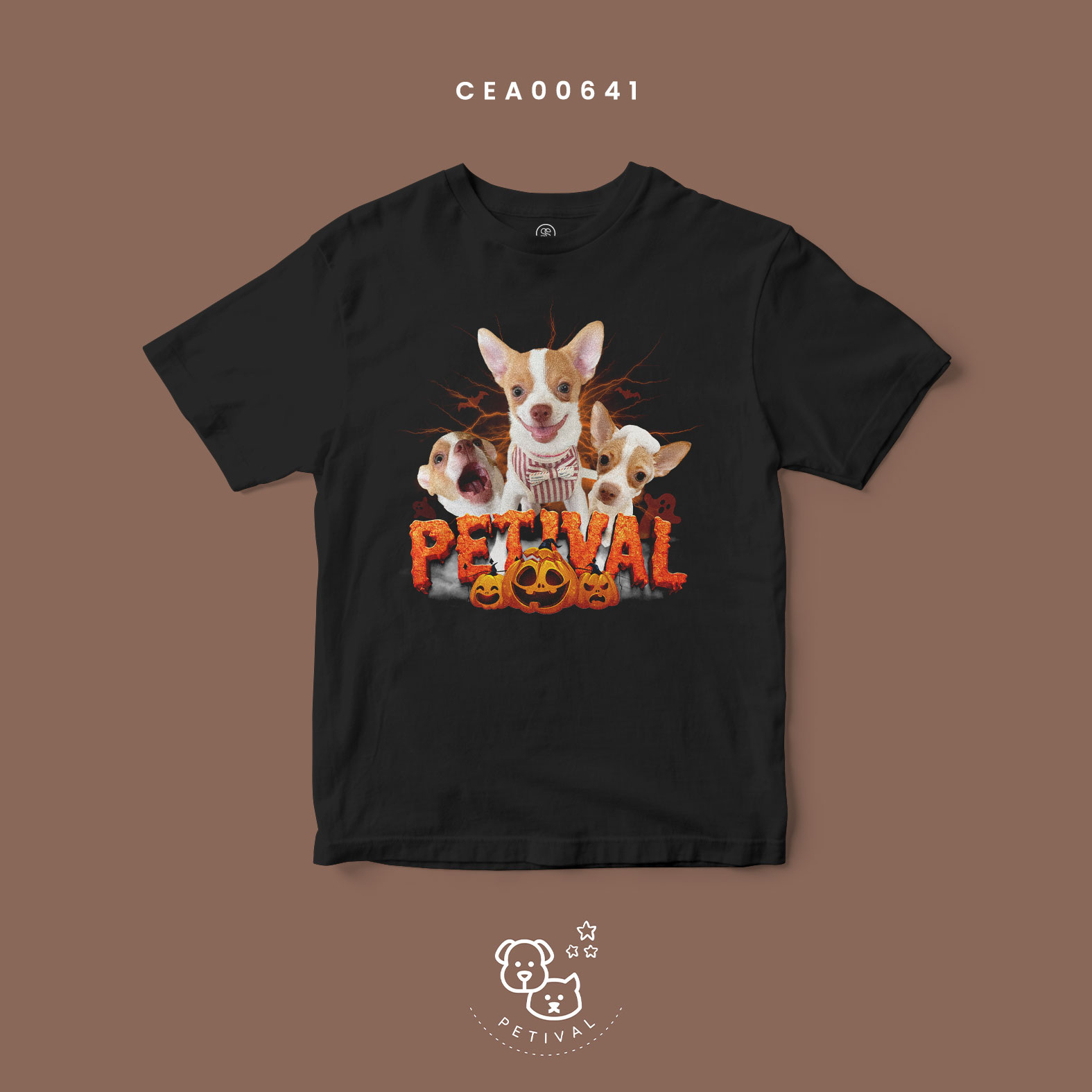 เสื้อยืด พิมพ์ลาย Petival สีดำ รหัส CEA00641 #Petival