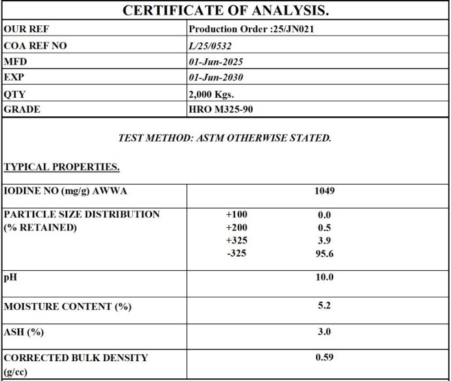 ผงถ่านกัมมันต์แบบผงละเอียด ผงชาโคล Activated Charcoal (Powder) , เกรดอุตสาหกรรม บรรจุ 25 กิโลกรัม (Size XL)