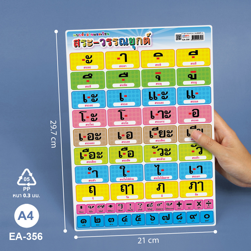 โปสเตอร์ความรู้ สระ-วรรณยุกต์ไทย ขนาดA4 EA-356