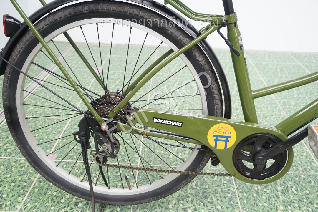 จักรยานแม่บ้านล้อโต ญี่ปุ่น - ล้อ 27.5x1.95 - เกียร์ 6 สปีด - ไฟหน้าอัตโนมัติ - Gakuchari - สีเขียว [จักรยานมือสอง]