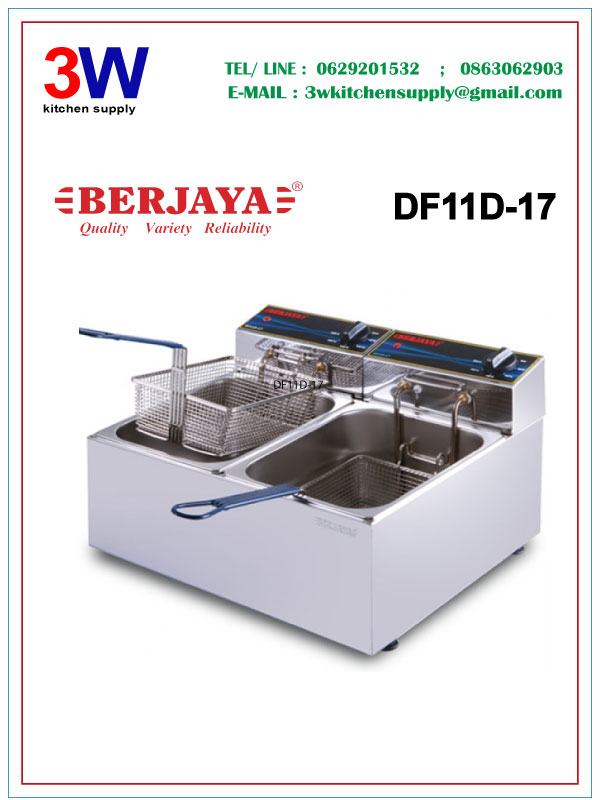 DF11D-17 BERJAYA Stainless Steel Electrical Deep Fryer เตาทอดไฟฟ้า 9 ลิตร + 9 ลิตร