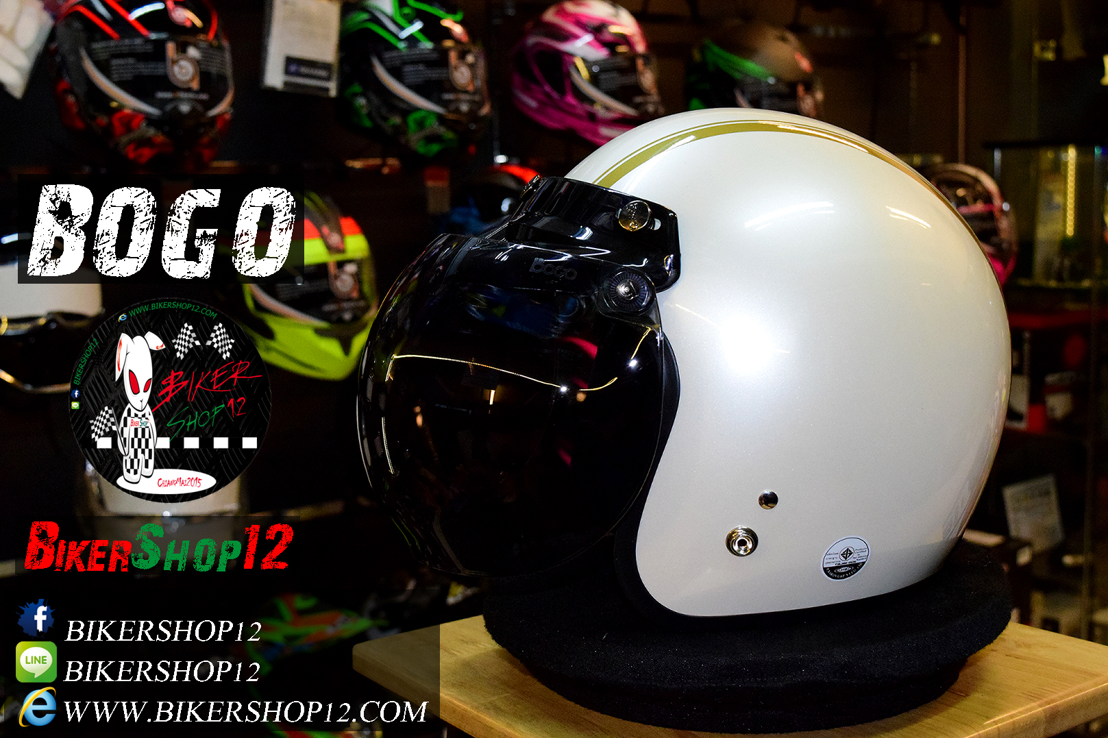 Shieldหรือหน้ากากหมวกกันน็อค แนววินเทจ(เปิดหน้ากากได้) Bogo ทรง BUBBLE มีสีใส,สีชา,สีดำ,สีส้ม,สีเหลืองและสีอื่นๆ