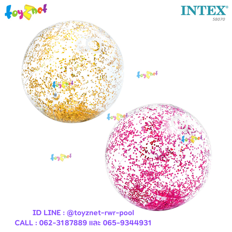 Intex Transparent Glitter Beach Ball 71cm. no.58070