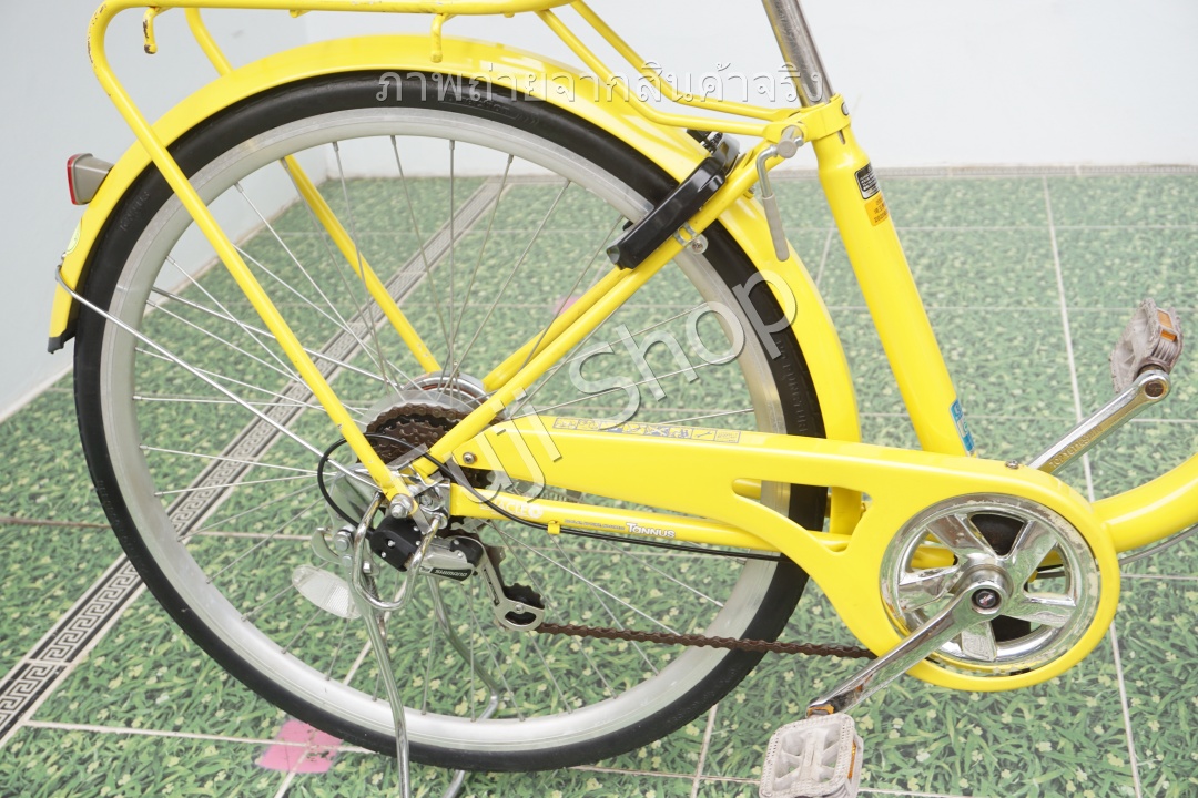 จักรยานแม่บ้านญี่ปุ่น - ล้อ 26 นิ้ว - เกียร์ 6 สปีด - ไฟหน้าอัตโนมัติ - สีเหลือง [จักรยานมือสอง]