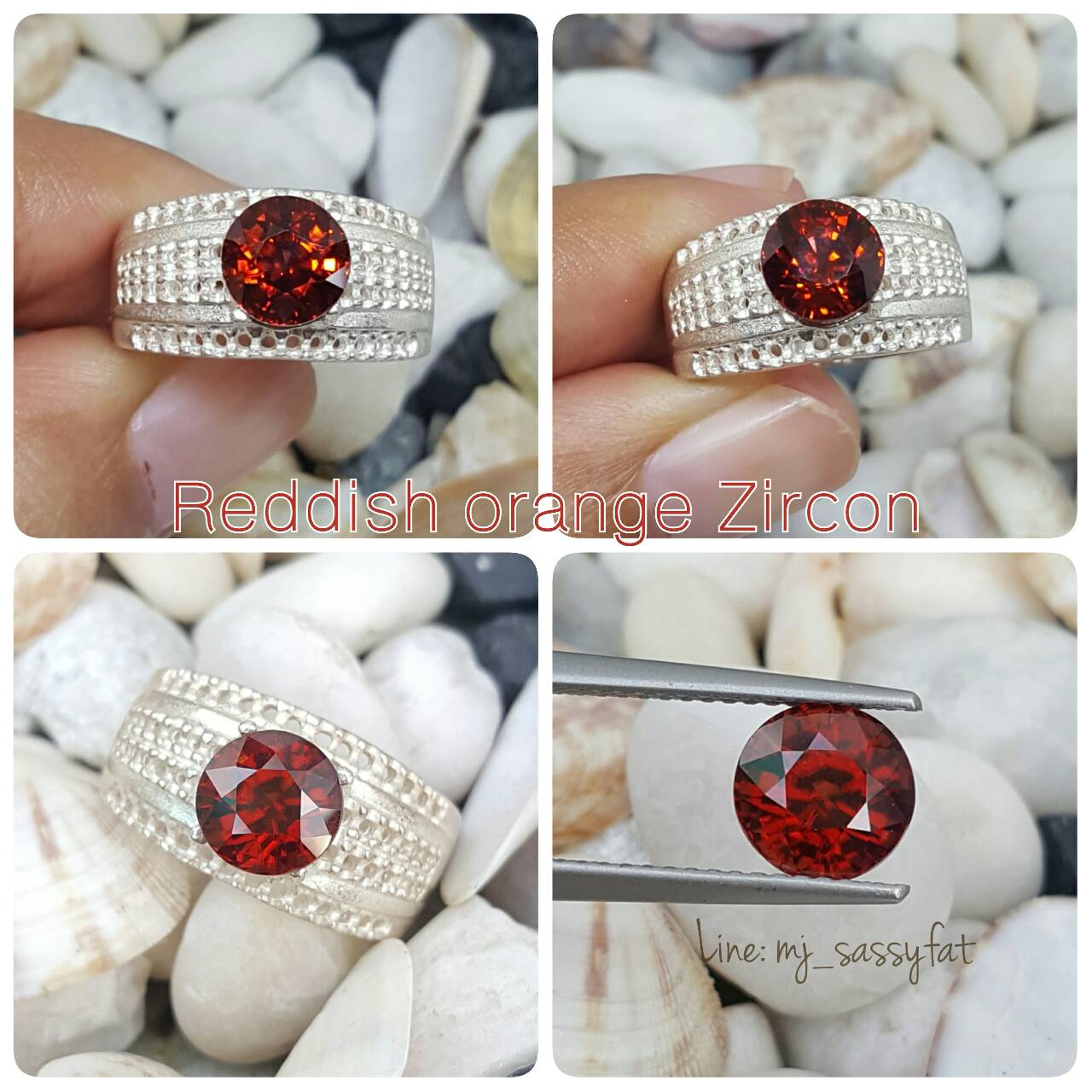 พลอยเพทายสีแดงส้ม zircon ทรงกลม เม็ดนี้สีสดไฟเพชร น้ำหนัก 2.74 กะรัต 1