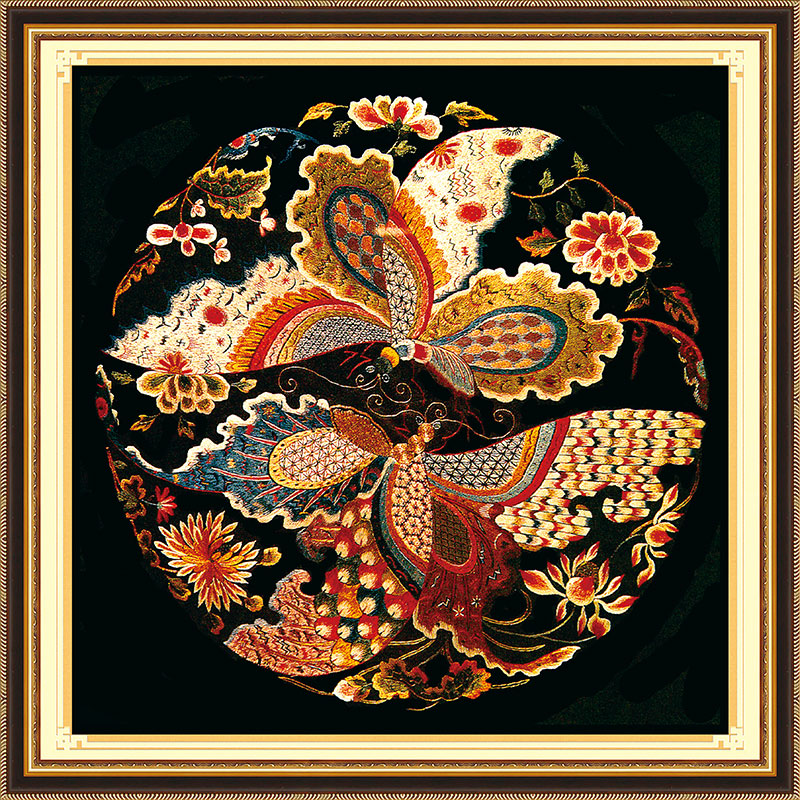 butterfly-1100 *สินค้าหมด* ชุดปักครอสติช ลายผีเสื้อคู่ (ปักเต็มผืนผ้า ไม่มีเดินเส้น พื้นหลังสี่เหลี่ยมสีดำก็ปัก ปักครั้งละ 3 เส้นเล็ก) ขนาด 60*60 ซม.ผ้าครอสติช 11CTพิมพ์ลายปักบนผ้า ไหมคอตตอน 24 สี ผังลาย เข็ม