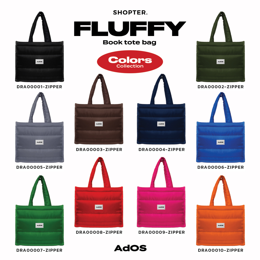 กระเป๋ามีซิป Fluffy Book Tote Bags Zipper Colors Collection #FluffyBookToteBagZipper #AdOS