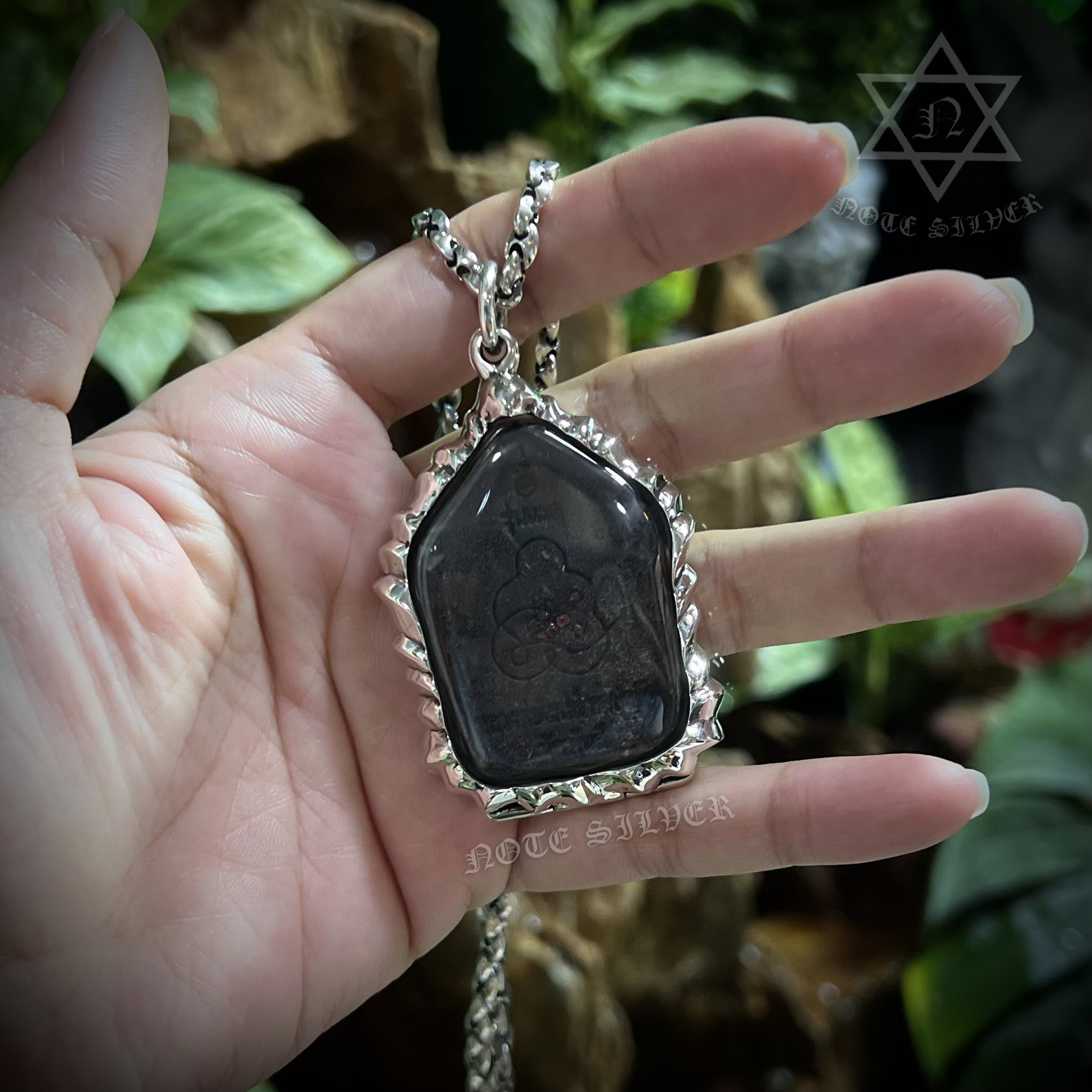 กรอบพระเงินแท้ ลายกราฟฟิกSterling Silver 925NSSV3341