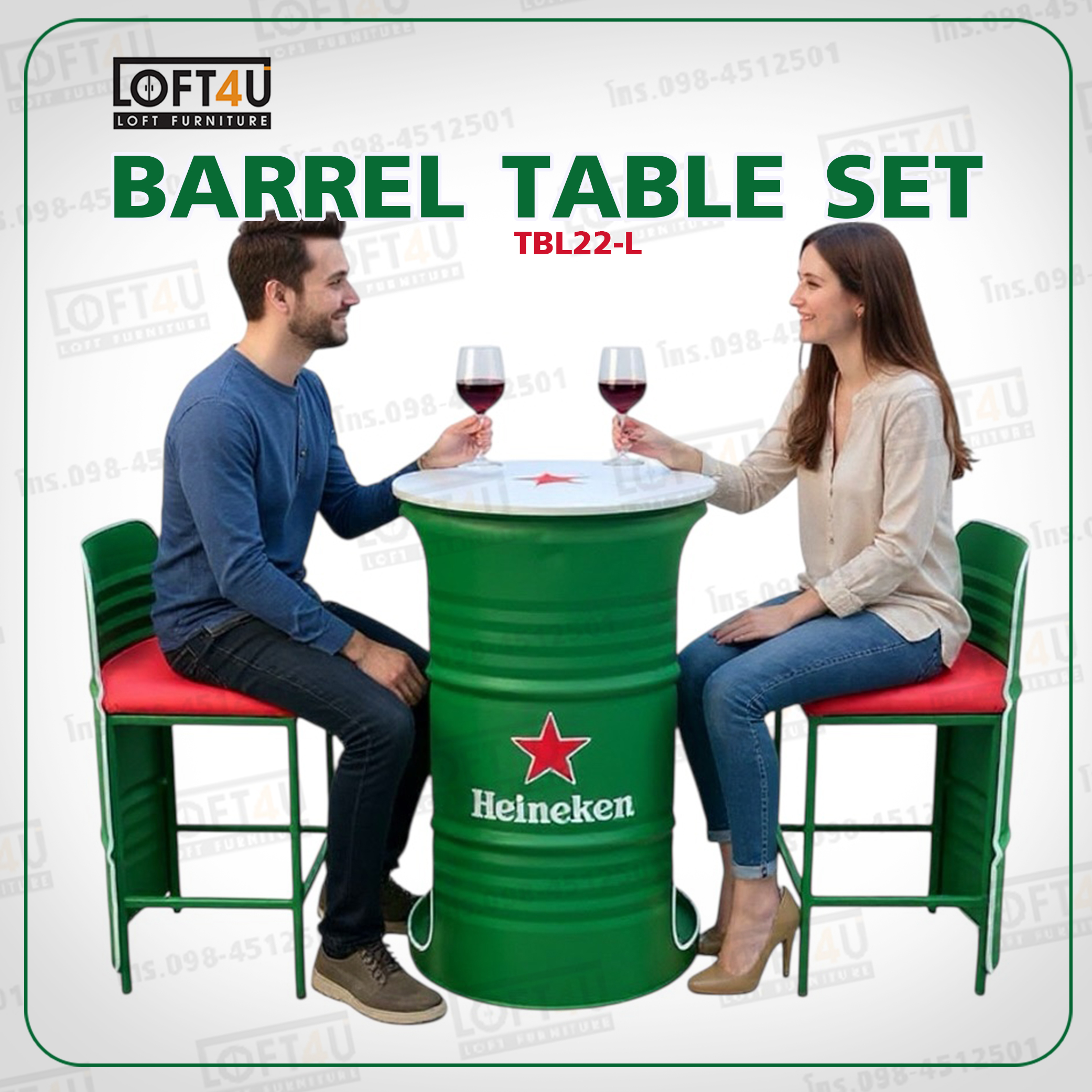 โต๊ะบาร์ คาเฟ่ 200L : Bar table set : 2 seats