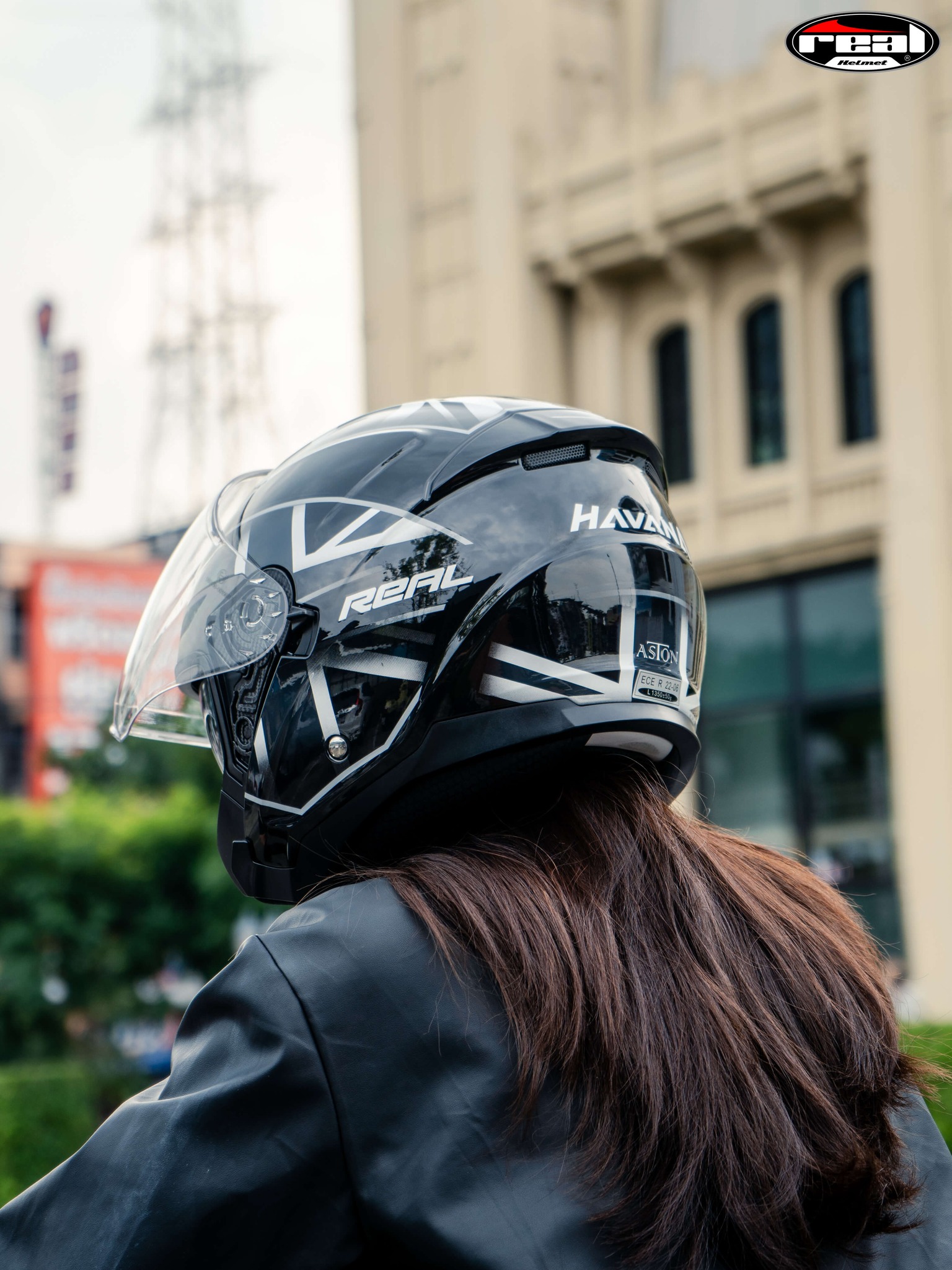 หมวกกันน็อค Real รุ่น HAVANA ASTON สี ดำเงา