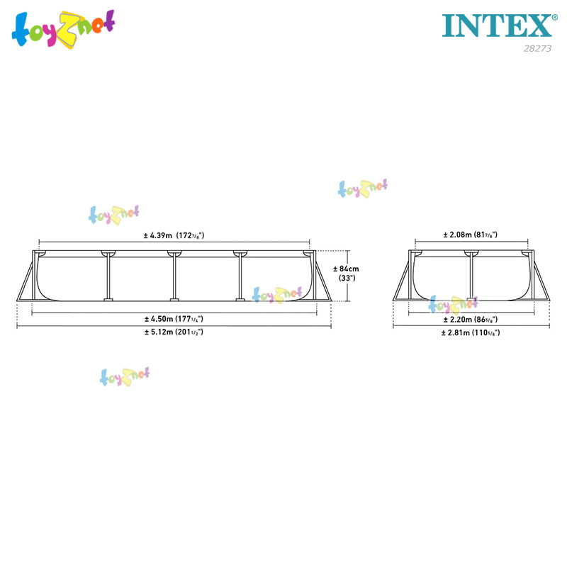 Intex Rectangular Frame Pool 4.5x2.2x0.84 m no.28273 + 1 free gift