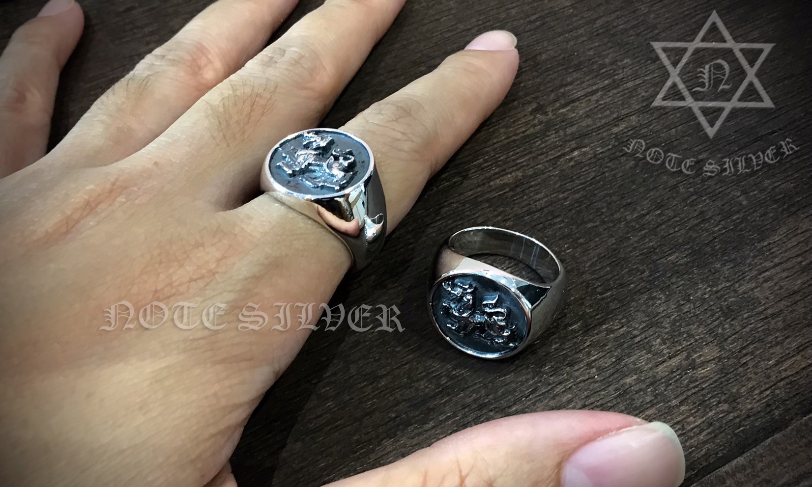 แหวนเงินแท้ สิงห์ เงินแท้รมดำ Sterling Silver 925 NSRG2098