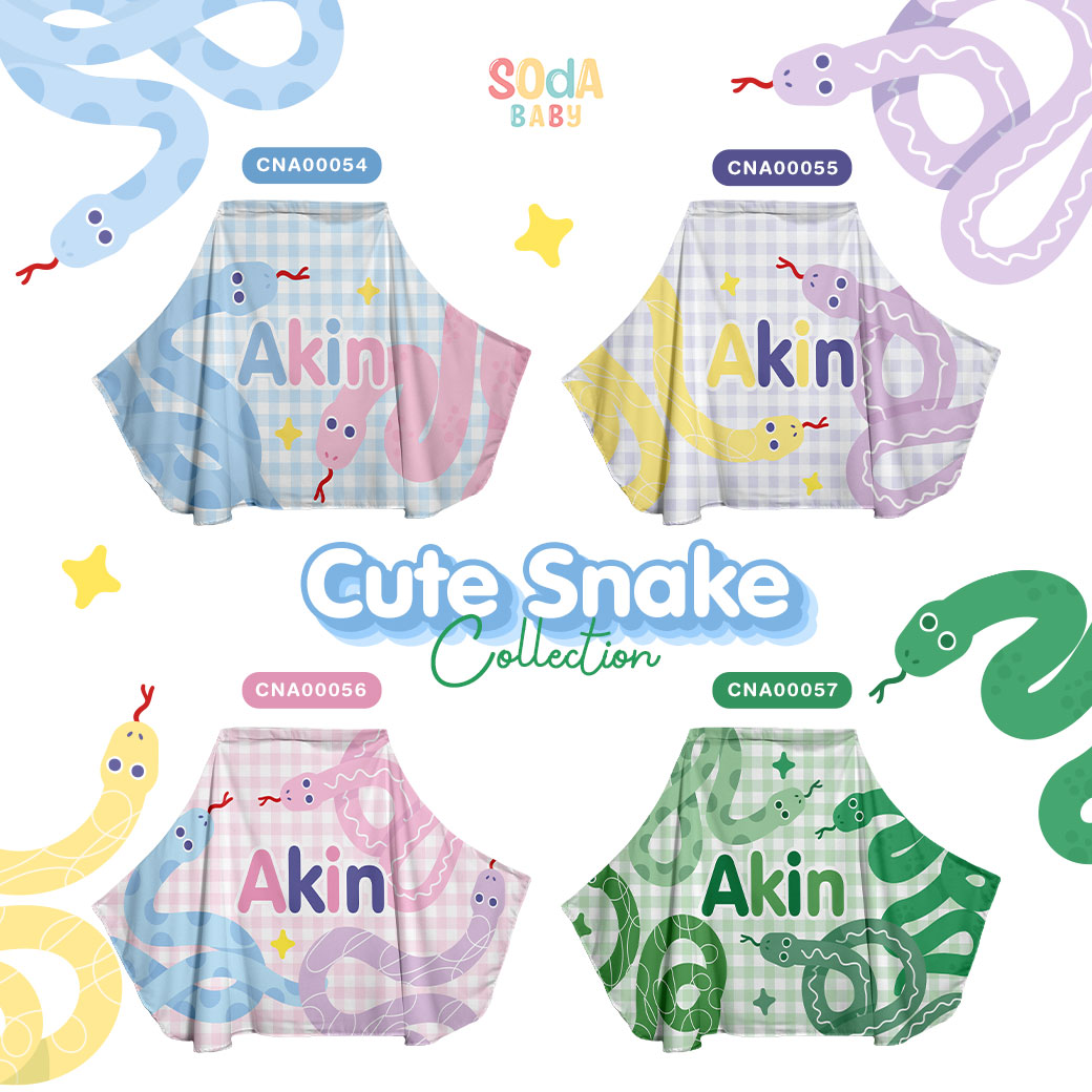 ผ้าคลุมให้นม ลาย CuteSnake Collection 🐍💖 #ใส่ชื่อได้ รหัส CNA00054-CNA00057 #ผ้าคลุมให้นม