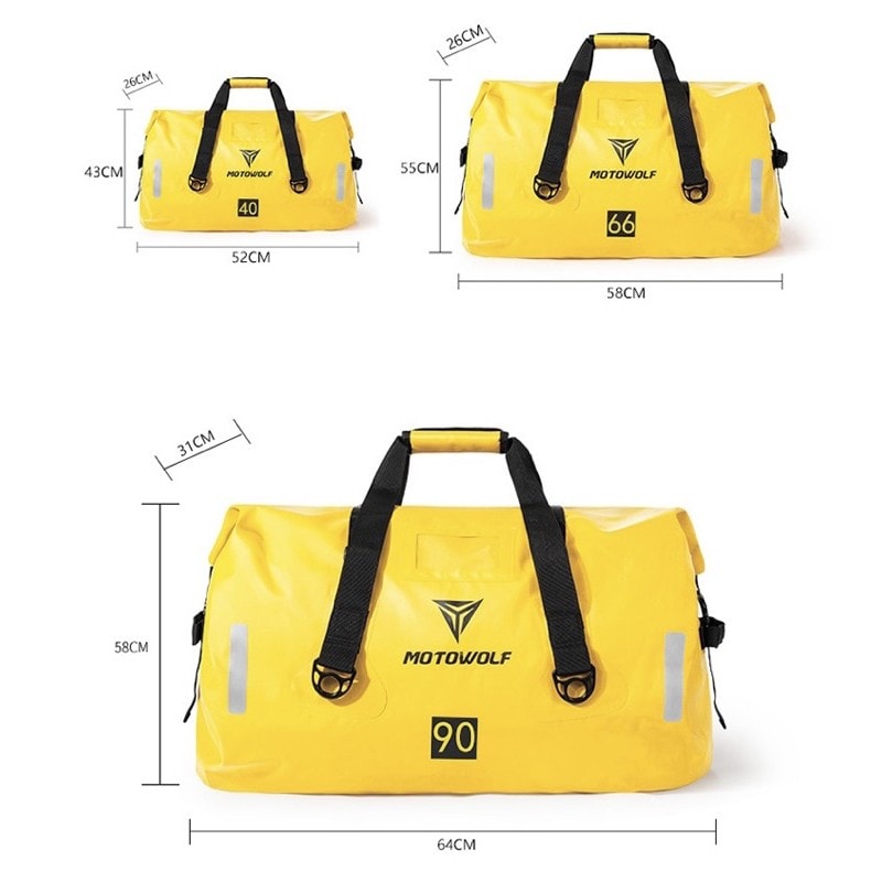 กระเป๋ากันน้ำ มัดท้าย สำหรับรถมอเตอร์ไซด์ Motowolf (แท้) 90L